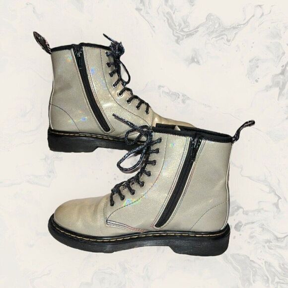 Dr. Martens 1460 Silver Rainbow Glitter Pride Zip / Lace Up Combat Boots Size 5 - Picture 4 of 9